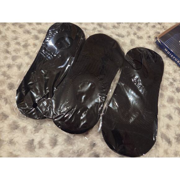 Moisture Wiccking No Show Socks 6 Pair Black - Picture 3 of 3